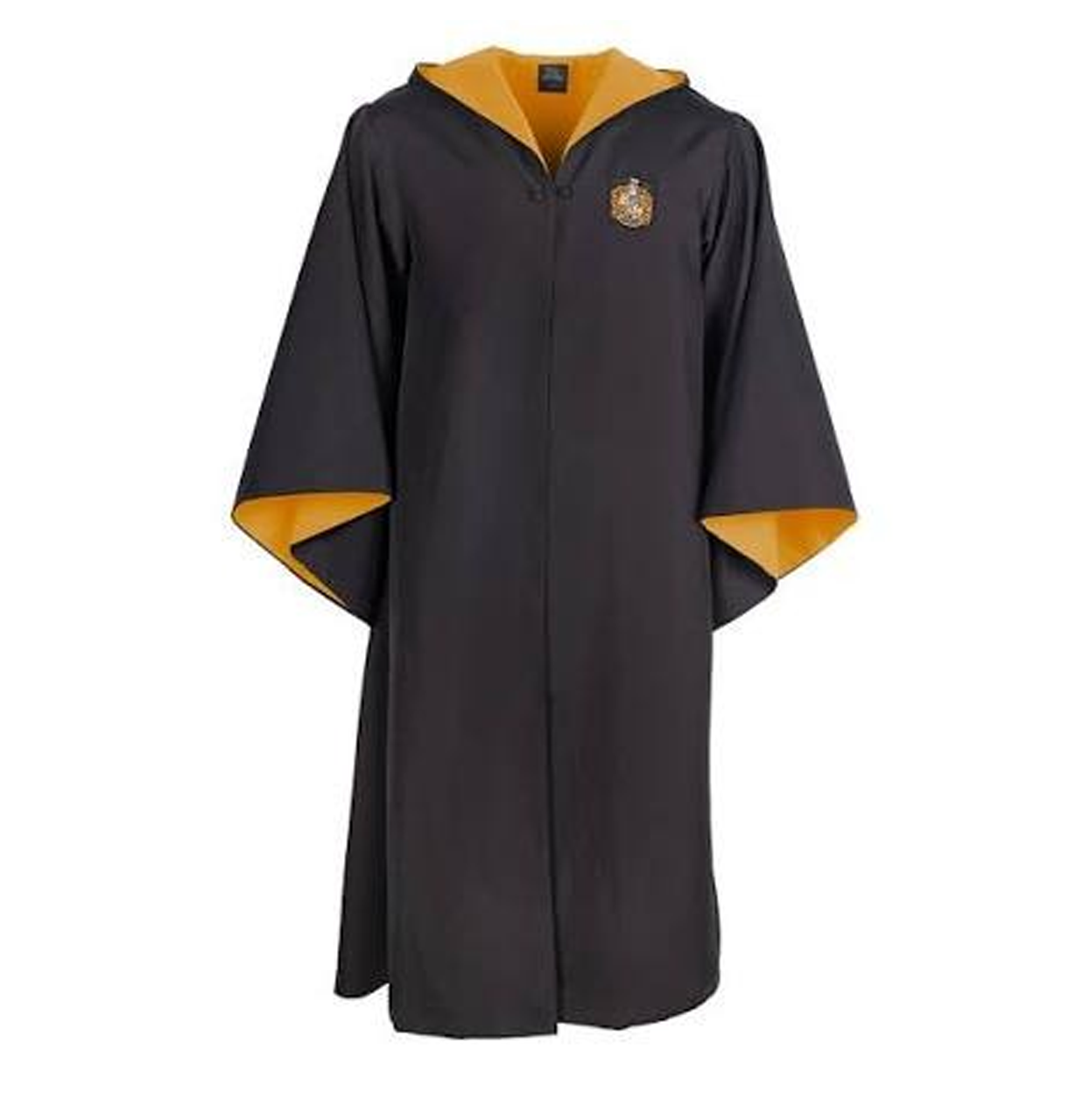 yellow and black hufflepuff robe